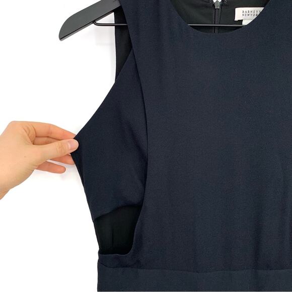 BARNEYS NEW YORK Cut Out Sheath Dress Navy Blue 6 - Picture 3 of 12